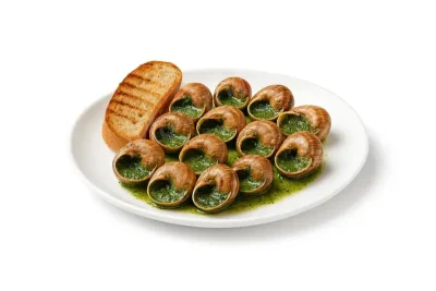 ESCARGOTS AU BEURRE, HERBES ET PAIN GRILLÉ