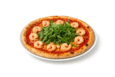 PIZZA SCAMPI E RUCOLA