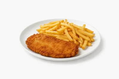 PETITE ESCALOPE DE PORC PANÉE AVEC FRITES