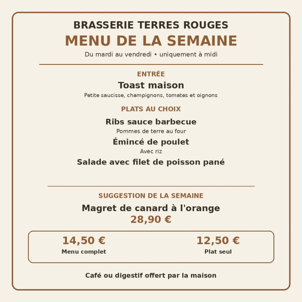 MENU DE LA SEMAINE